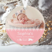 Babymeisje Eerste Kerstmis Gepersonaliseerde Fotor Ornament