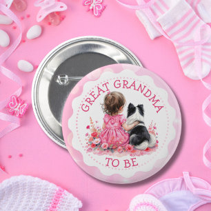 Babymeisje en haar hond Oudovertrouwde baby shower Ronde Button 5,7 Cm