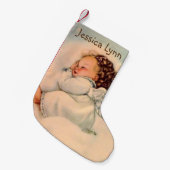  babymeisje engel slaapt in wolken kleine kerstsok (Voorkant (Hangend))