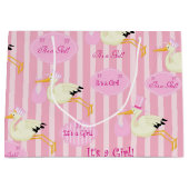 Babymeisje met roze stropen large cadeautasje (Voorkant)