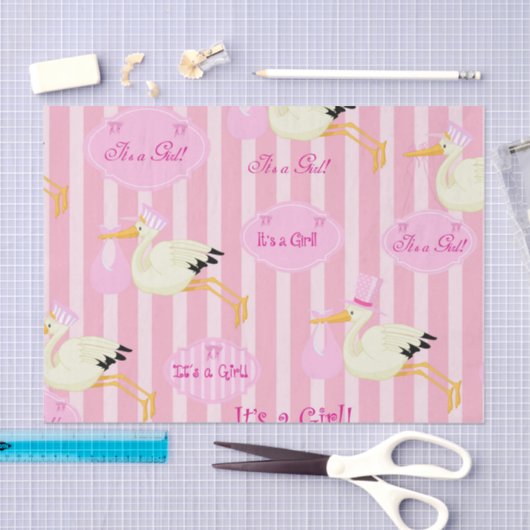 Babymeisje ooievaar tissuepapier (Craft)