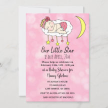 Babymeisje op Maan Roze Meisjes Baby Shower