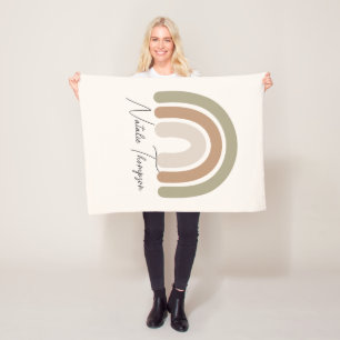 Babymeisje pastel waterverf regenboogmonogram roze fleece deken