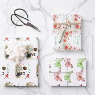 Babymeisje, Puppytje, Vlinders en Wilde Bloemen Inpakpapier Vel