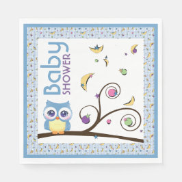 Babymeisje shower Blauwe Uil Himmelsmaan Ster Servet