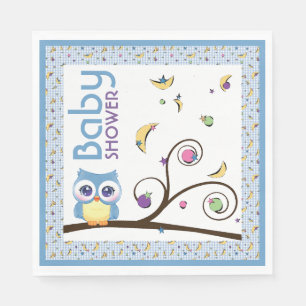 Babymeisje shower Blauwe Uil Himmelsmaan Ster Servet
