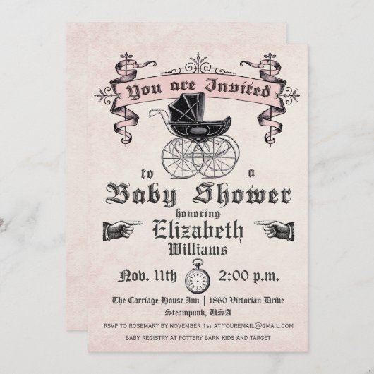  Babymeisje - Uitnodiging (Voorkant / Achterkant)