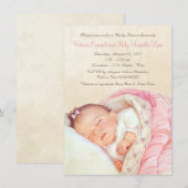 Babymeisje - Uitnodiging (Voorkant / Achterkant)