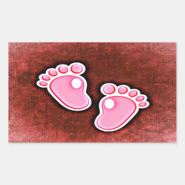 babymeisje voetafdrukken voetjes schattig verwacht rechthoekige sticker