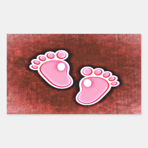 babymeisje voetafdrukken voetjes schattig verwacht rechthoekige sticker