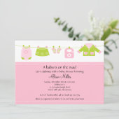 Babymeisje Wasgoed Baby shower Kaart (Staand voorkant)