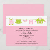 Babymeisje Wasgoed Baby shower Kaart (Voorkant / Achterkant)