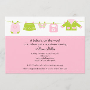 Babymeisje Wasgoed Baby shower Kaart