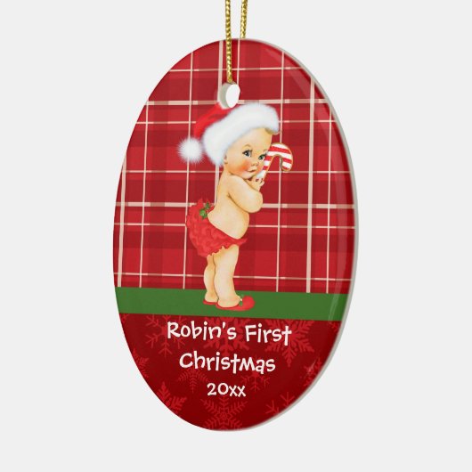 babymeisje's eerste kerstversiering keramisch ornament (Links)