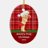 babymeisje's eerste kerstversiering keramisch ornament (Voorkant)