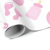 babymeisjespapier voor baby shower cadeaupapier (Rol Hoek)