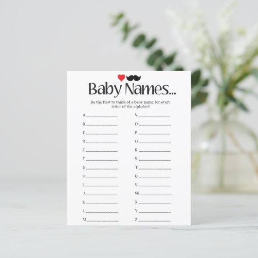 Babynamen - baby shower spellen (Staand voorkant)