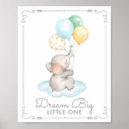 Babyolifant & Ballonnen Droom Groot Slaapkamerdeco Poster