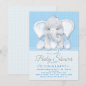 Babyolifant jongen babyshower uitnodigingen (Voorkant / Achterkant)