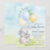 Babyolifant jongen babyshower uitnodigingen (Voorkant / Achterkant)