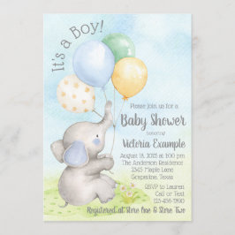 Babyolifant jongen babyshower uitnodigingen