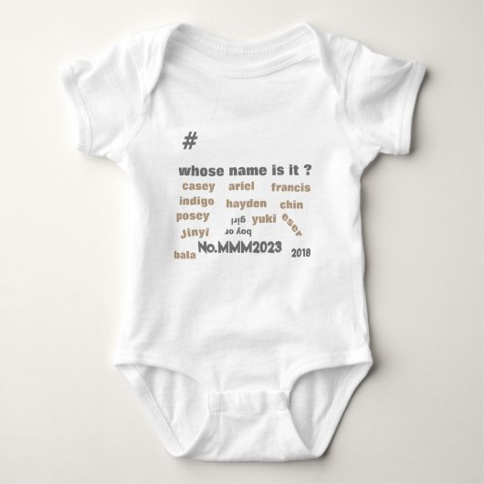 BabyOne Piece Bodysuit met *Unisex Namen op de voo (Voorkant)