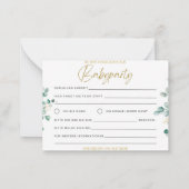 Babyparty Einladung – Eukalyptus Grün Baby Shower Notitiekaartje (Achterkant)