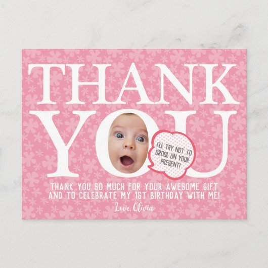 babypoeder roze bloem grappige aangepaste verjaard briefkaart (Voorkant)