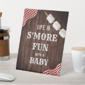 BabyQ Achtertuin BBQ Baby Shower S'more Pretteken Reclamebord Met Voetstuk (Insitu)
