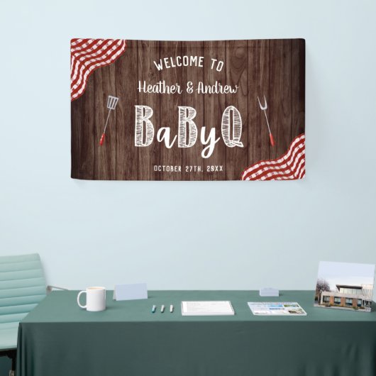 Babyq Achtertuin BBQ Picknick Baby Shower Vlag Spandoek (Beurs)