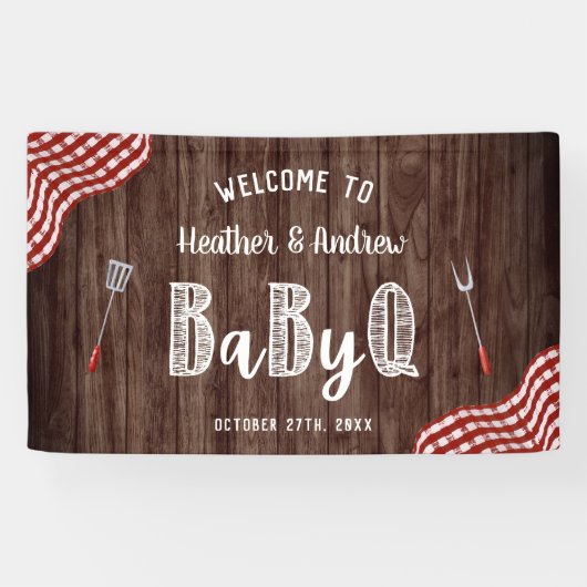 Babyq Achtertuin BBQ Picknick Baby Shower Vlag Spandoek (Horizontaal)