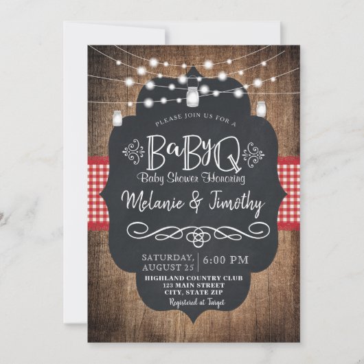 BabyQ Baby BBQ Country Baby Shower Invitations Kaart (Voorkant)