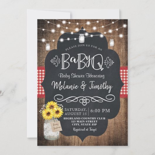 BabyQ Baby BBQ Country Baby Shower Invitations Kaart (Voorkant)