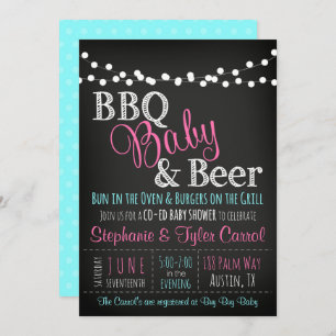 BabyQ Baby shower BBQ baby en bieruitnodiging Kaart