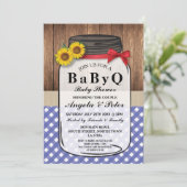 BABYQ Baby shower BBQ Party Koppels Jar Uitnodigen Kaart (Staand voorkant)