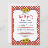 BABYQ Baby shower BBQ Party Koppels Rood Uitnodige Kaart (Voorkant)