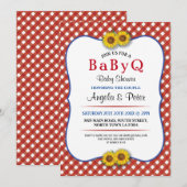BABYQ Baby shower BBQ Party Koppels Rood Uitnodige Kaart (Voorkant / Achterkant)