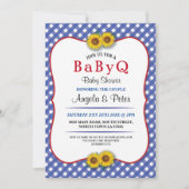 BABYQ Baby shower BBQ Party Zonnebloem Blauw Uitno Kaart (Voorkant)