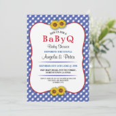 BABYQ Baby shower BBQ Party Zonnebloem Blauw Uitno Kaart (Staand voorkant)