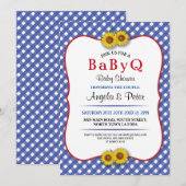 BABYQ Baby shower BBQ Party Zonnebloem Blauw Uitno Kaart (Voorkant / Achterkant)