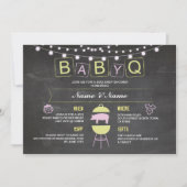 BABYQ Baby shower Roze Krijt Hog Roast Uitnodigen Kaart (Voorkant)