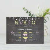 BABYQ Baby shower Roze Krijt Hog Roast Uitnodigen Kaart (Staand voorkant)