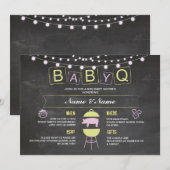 BABYQ Baby shower Roze Krijt Hog Roast Uitnodigen Kaart (Voorkant / Achterkant)
