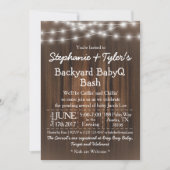 BabyQ Backyard Bash Lights Wood Rustig Baby shower Kaart (Voorkant)