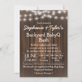 BabyQ Backyard Bash Lights Wood Rustig Baby shower Kaart
