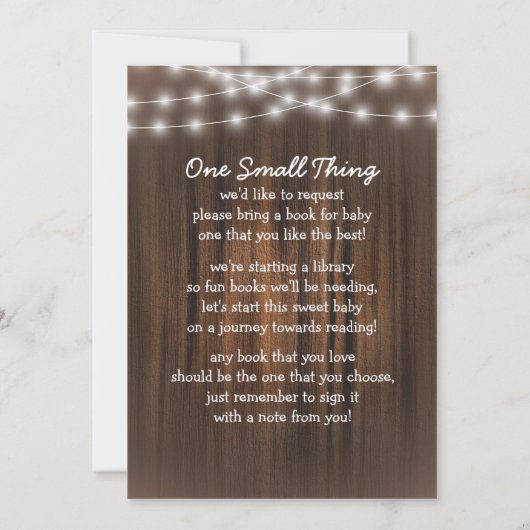 BabyQ Backyard Bash Lights Wood Rustig Baby shower Kaart (Achterkant)