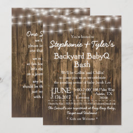 BabyQ Backyard BBQ Bash Wood Rustiek Baby shower Kaart