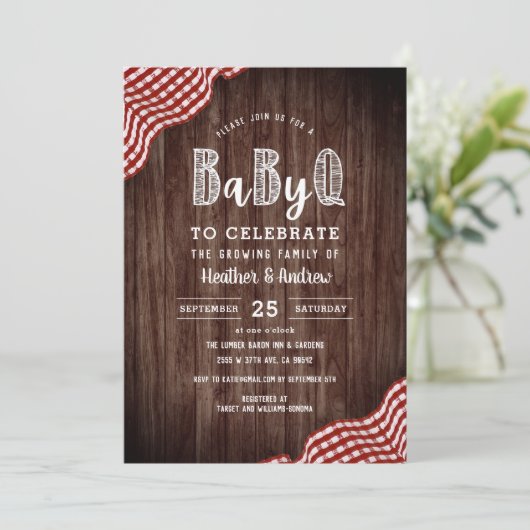 Babyq Backyard BBQ Co-ed Shower Invitation Kaart (Staand voorkant)