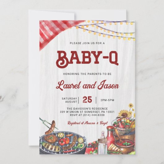 BabyQ BBQ achtertuin koppels Coed rustiek Baby sho Kaart (Voorkant)