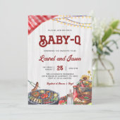 BabyQ BBQ achtertuin koppels Coed rustiek Baby sho Kaart (Staand voorkant)
